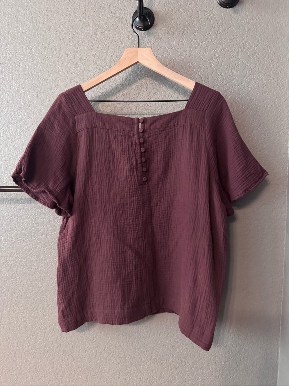 Madewell Plum Square-Neck Gauze Top - Picture 7 of 8